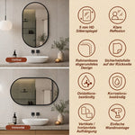Arch Wall Mirror 60x90 cm HD Copper-Free, Black Aluminum Frame