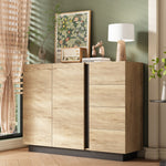 Chest of Drawers Sideboard Storage Cabinet 4 Drawers 2 Doors Black and Natural