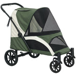 Dog Stroller Foldable, 30 kg, Mesh Windows, Dark Green