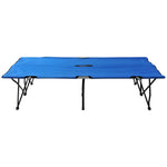 Folding Camping Bed, 2 Person with Carry Bag, 136 kg, Steel Oxford, Blue and Black