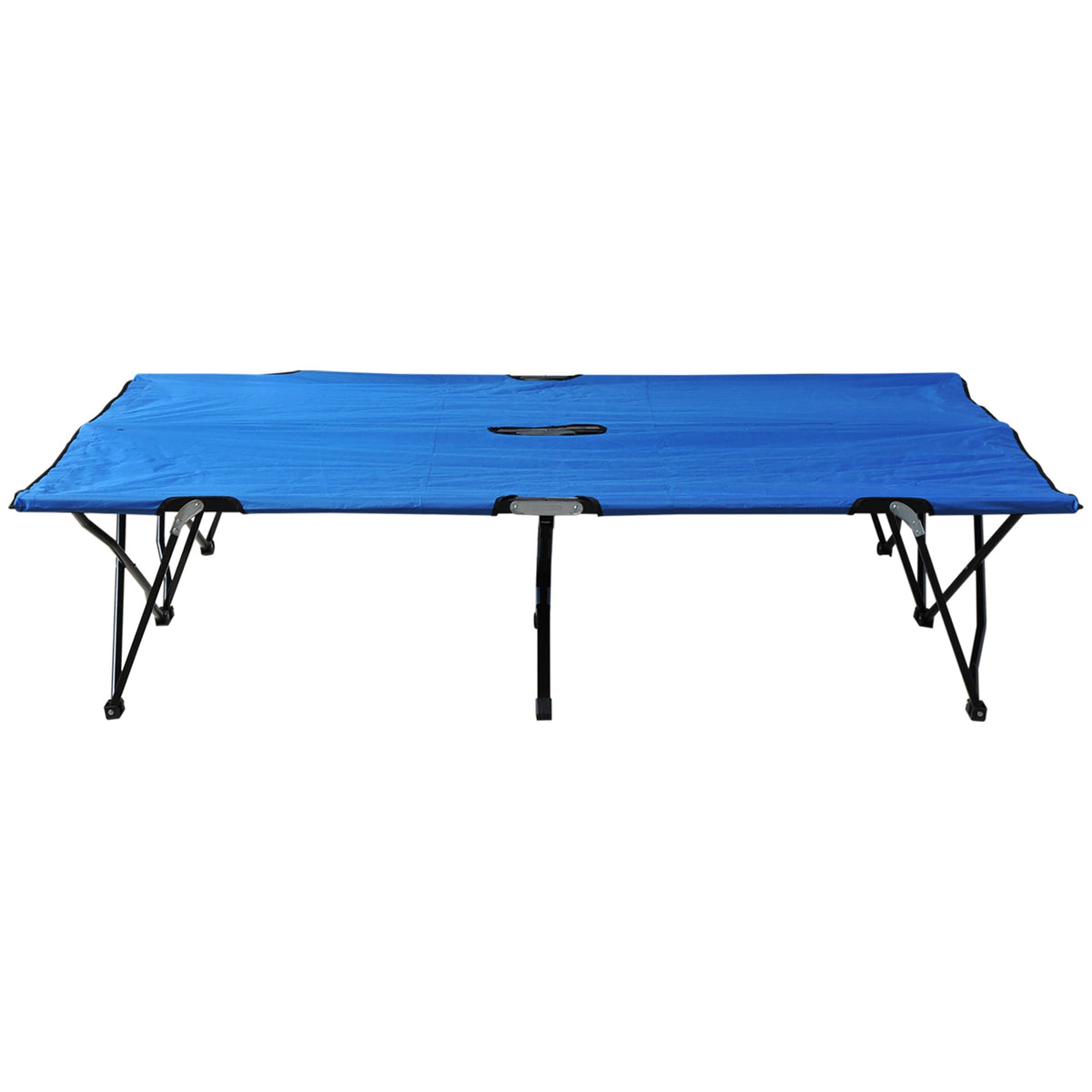 Folding Camping Bed, 2 Person with Carry Bag, 136 kg, Steel Oxford, Blue and Black