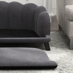 Luxury Dog Sofa, Backrest, Wooden Legs, Dark Grey