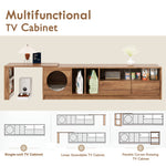 Modern Rotating TV Cabinet Extendable Pet-Friendly Glass Doors 180(+80)x40x50 cm - Walnut