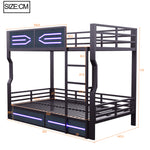 Loft Bed 140x200cm with LED Lighting, Black Iron