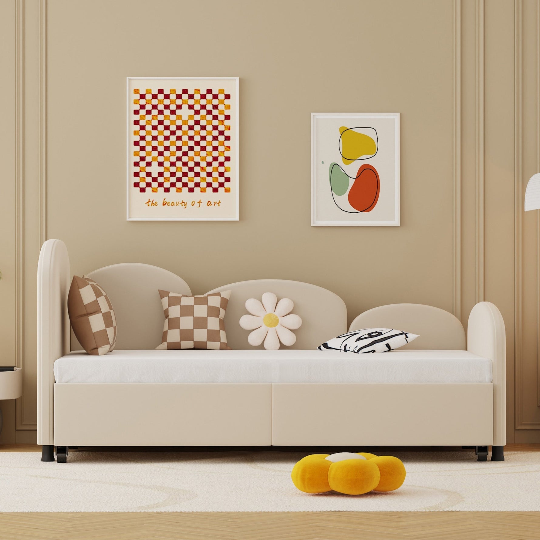 SOFTSEA Twin Size Daybed with Storage Drawers, Modern Sofa Bed, Velvet Upholstered