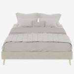 Modern Minimalist Bed Frame 140x200 Low-Profile Dutch Velvet, Beige