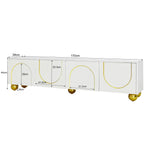 TV Lowboard with Textured Doors, Drawers & Open Compartments - Gold