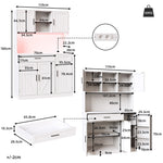 Tall Kitchen Sideboard with LED Strip and Built-in Socket, White