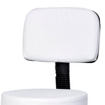 Work Stool, Rolling Swivel, Height Adjustable with Backrest, White