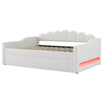 Daybed, Upholstered with LED Belt & Pull-Out, 140x200cm, Beige