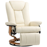 Relaxing Chair Swivel TV Chair Reclining Footrest Faux Leather Cream White