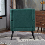 Upholstered Armchair with Buttoned Padding and Solid Wood Legs, Suede Black