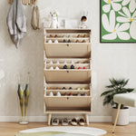 Shoe Cabinet with Three Levels, 121cm High, Natural