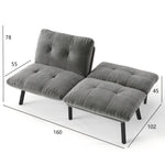 Foldable Futon Sofa Bed 2-Seater Guest Bed - Grey