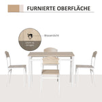 Dining Set 5-Piece Table & 4 Chairs Wood Grain MDF/Metal Grey/White