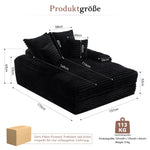 Luxury Cord Sofa, Multifunctional Sofa Bed, No Assembly, Black