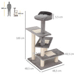 Climbing Tree Cat Tree, 5 Layers, Beige Grey