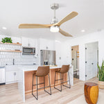Ceiling Fan 52-Inch Dimmable LED 6-Speed Reversible DC Motor Remote Control Wooden Blades