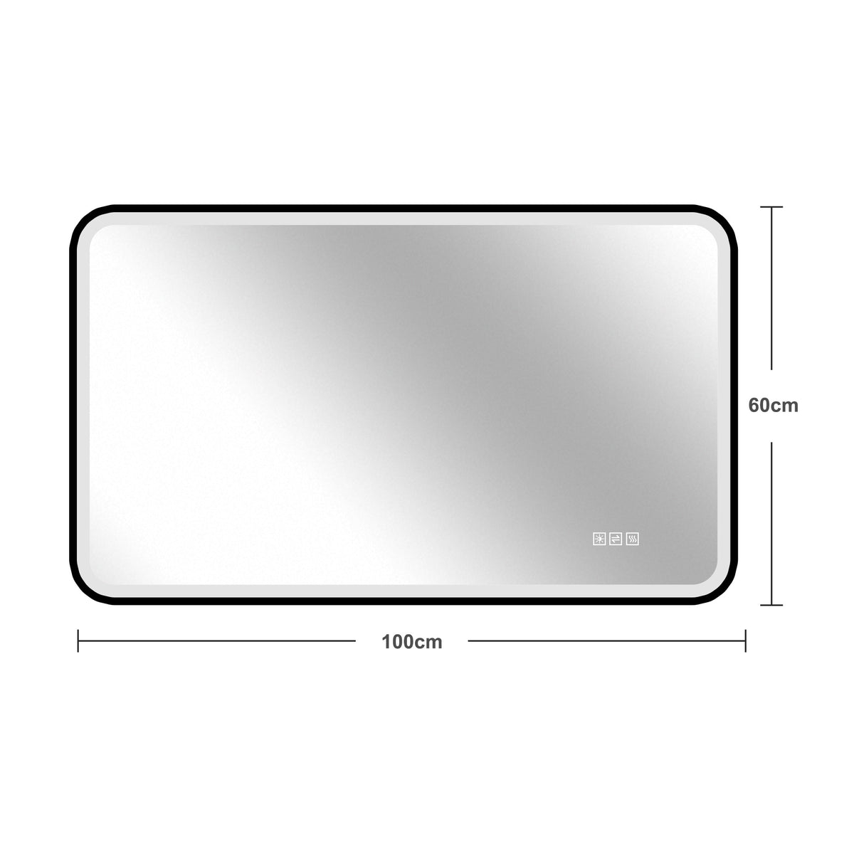 LED Bathroom Mirror 60x100 cm, Dimmable Anti-Fog, Black Aluminum