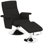 Recliner Chair Swivel Massage 8-Point Vibration Electric with Footstool, Linen Look Steel Black