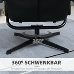 Armchair Swivel Reclining TV Chair with Footstool, Tilting Backrest, Faux Leather Black