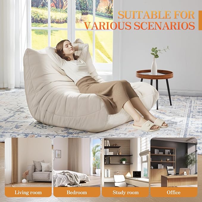 MMC-MIBAI Bean Bag Chair Ergonomic 5-Point Support Suede
