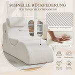 Modern Leisure Chair with Ergonomic Compression Foam and Side Pocket, Beige