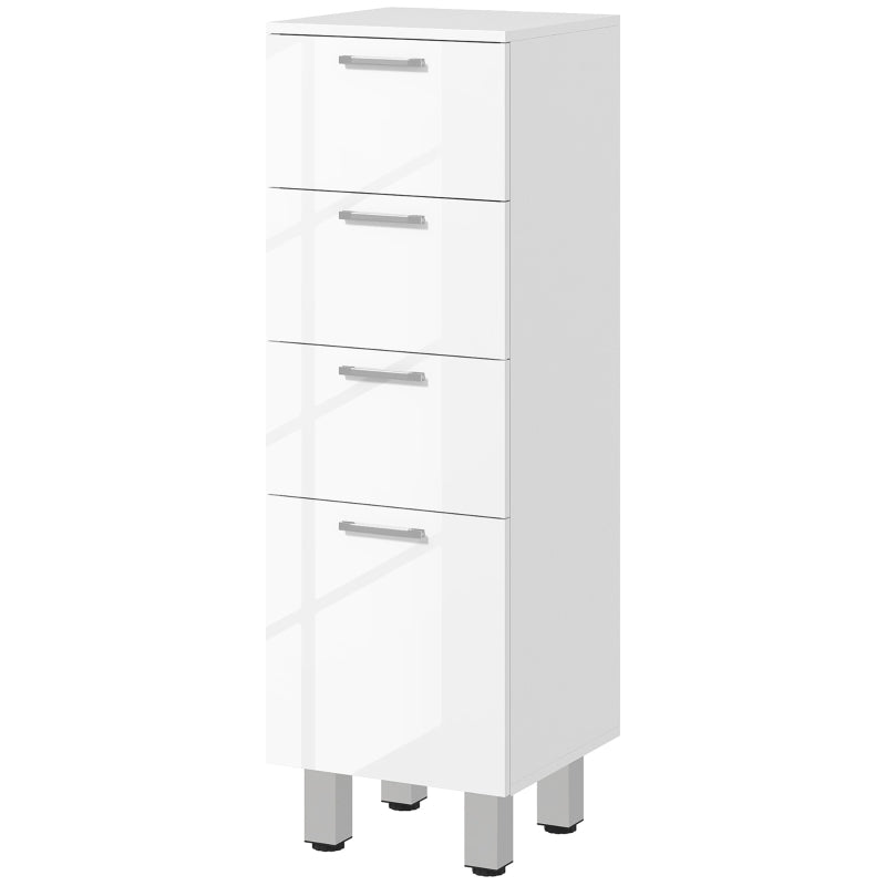 Narrow Bathroom Cabinet Adjustable Shelf 3 Drawers, White