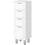 Narrow Bathroom Cabinet Adjustable Shelf 3 Drawers, White