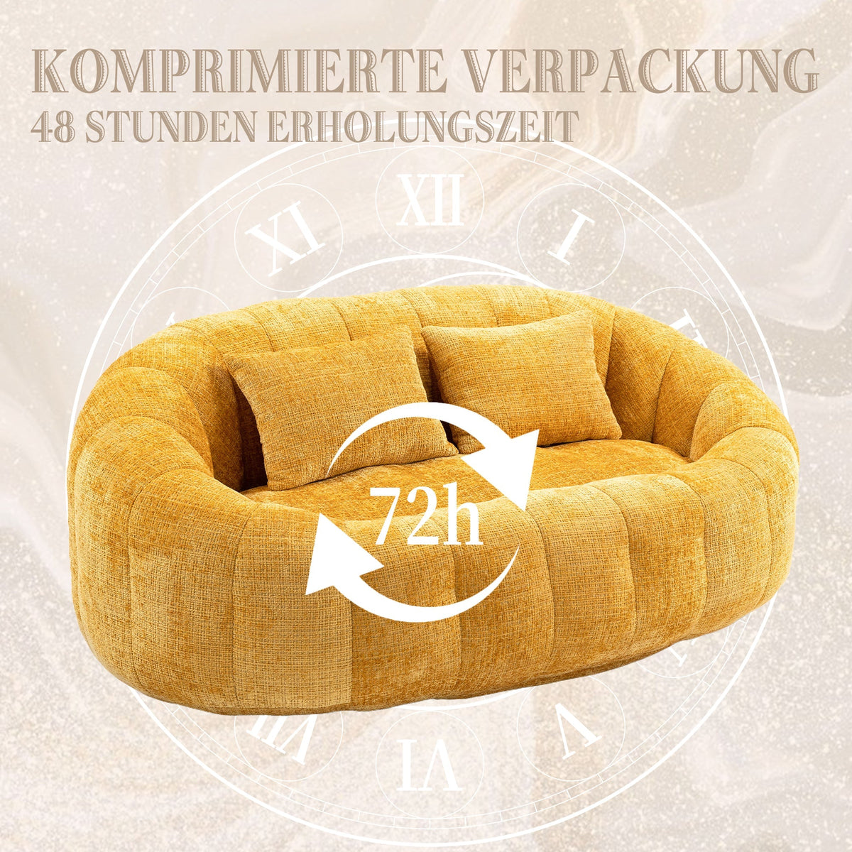 Bean Bag Sofa High Back Comfort Lounger Indoor Outdoor Yellow Chenille