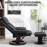Recliner Chair, 360° Swivel, Footstool, Faux Leather, Black