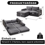 Corduroy 2-in-1 Sofa Bed with Two Pillows and Removable Footstool, Corduroy