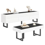 Coffee Table and TV Cabinet Set Modern Minimalist Storage Furniture - Black and White Stripe
