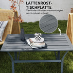 Side Table, Slat Design Weatherproof Outdoor, Metal Dark Gray