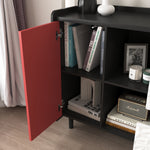 Sideboard Buffet Cabinet with 2 Drawers & Open Storage - Black/Red