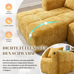 Sectional Sofa L-Shaped 3-Seater Chaise No Assembly Chenille Yellow