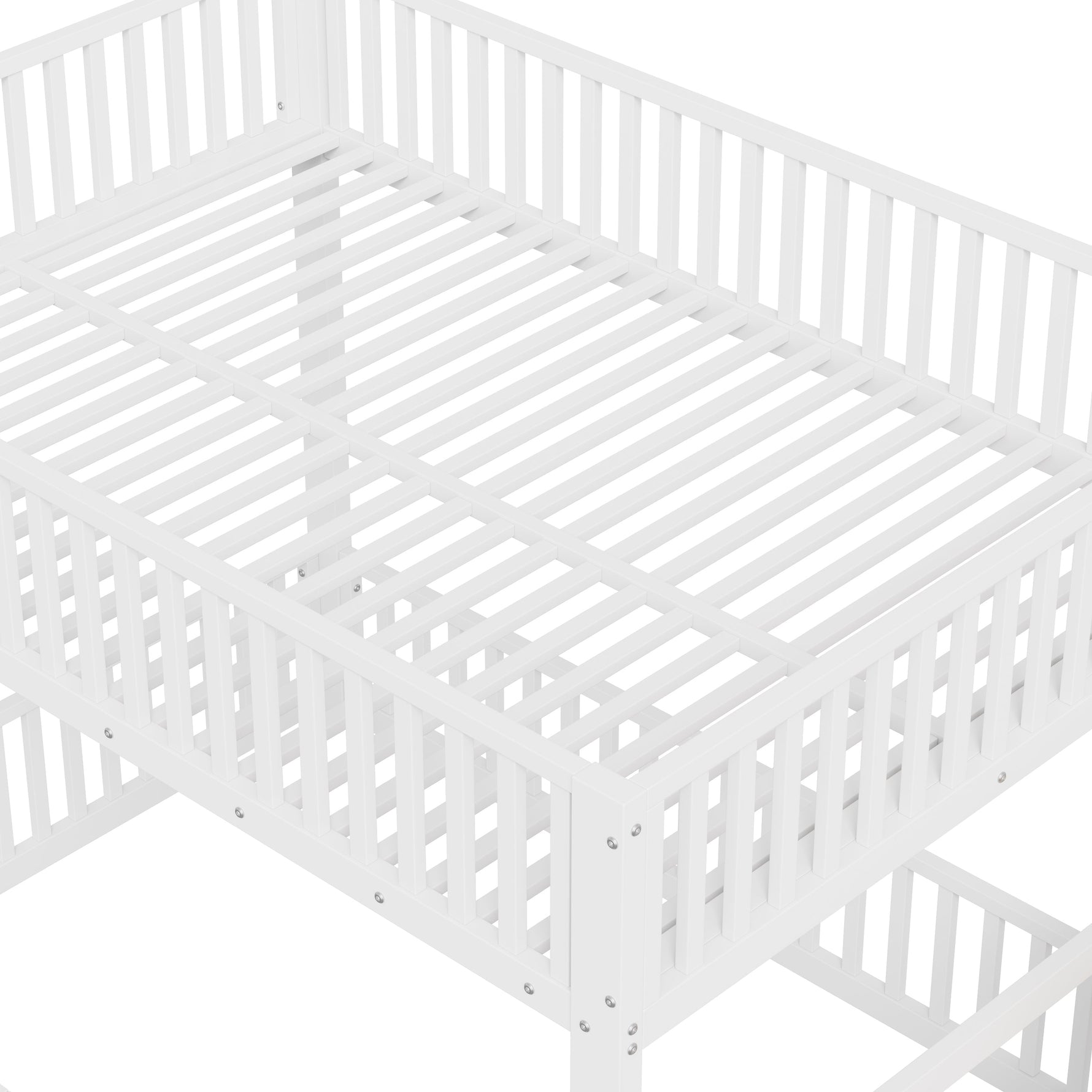 Bunk Bed with Storage Ladder and LED, 140x200cm, White