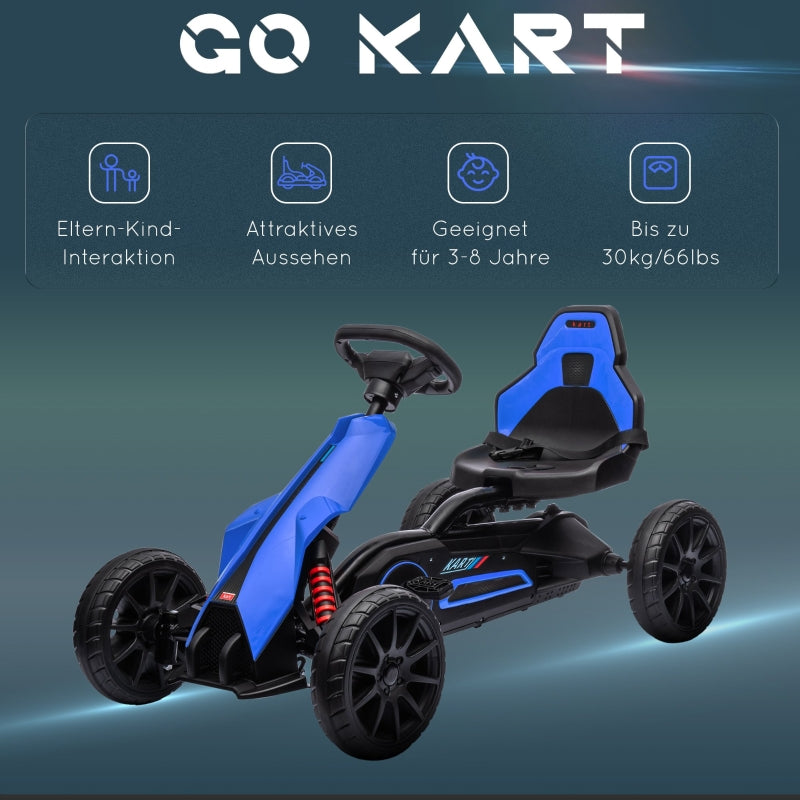 Pedal Go-Kart with Forward and Reverse Gears for Ages 3-8, Blue