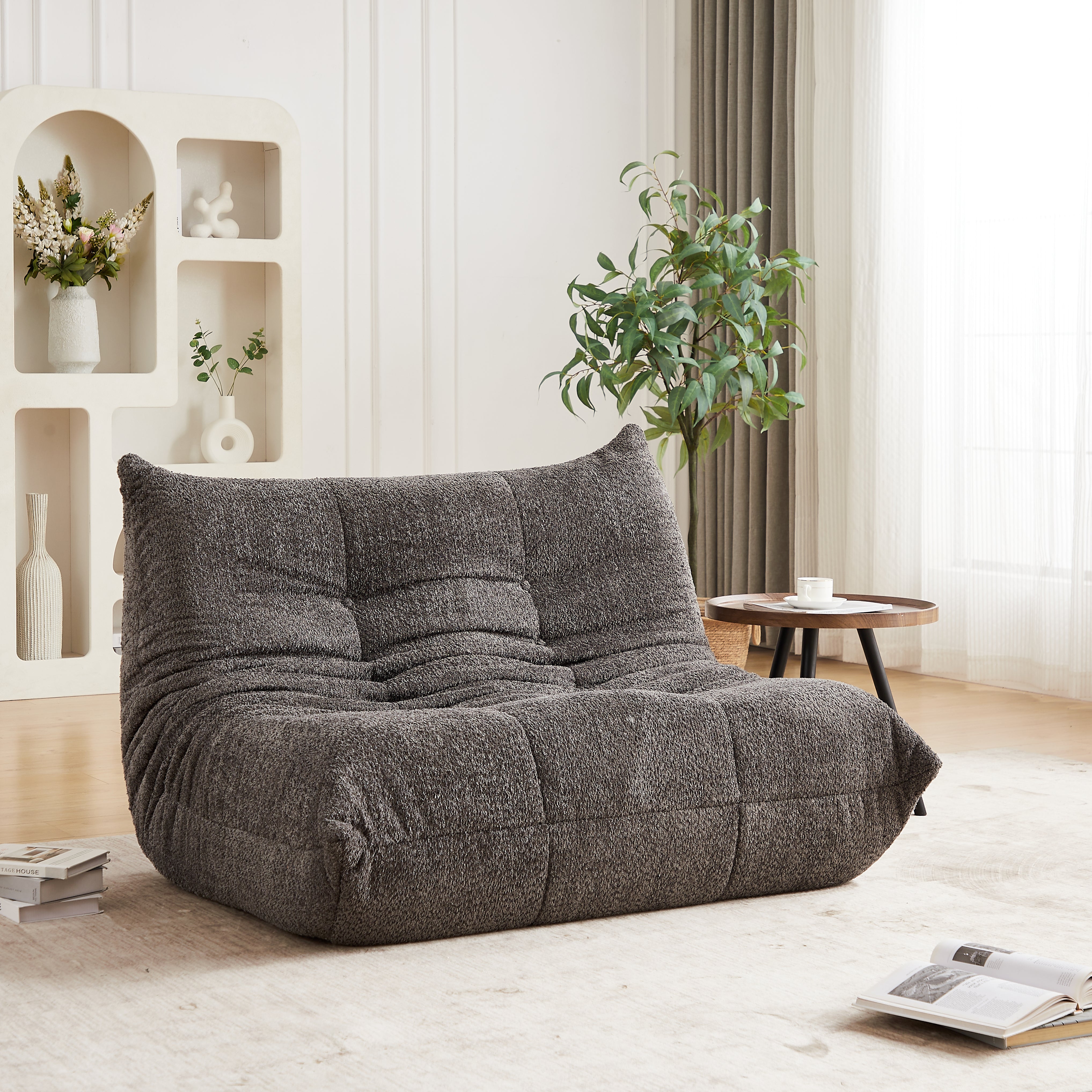 Chenille Togo Two-Seater Sofa with Memory Foam and High-Density Elastic Foam, Chenille Fabric