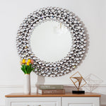 Wall Mirror, Round Crystal Accent 34 inch