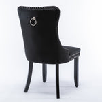 Nikki Collection Tufted Velvet Upholstered Dining Chair 2-Pc Set - Black