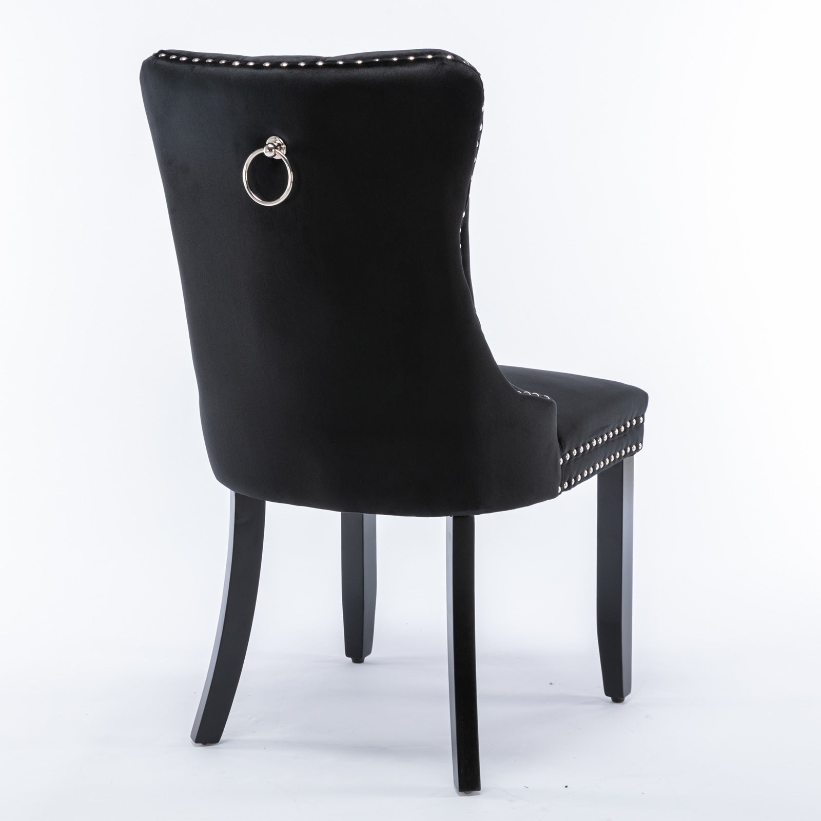 Nikki Collection Tufted Velvet Upholstered Dining Chair 2-Pc Set - Black