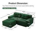 Boneless Modular Sofa L-Shaped Sleeper Ottoman Tufted - Corduroy Green