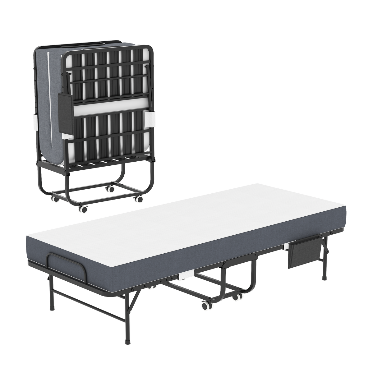 Children's Bed with Safety Rails for Ages 3-8, MDF, White