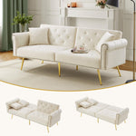 2-Seater Sofa Bed 3-Position Adjustable Back Gold Legs - Velvet