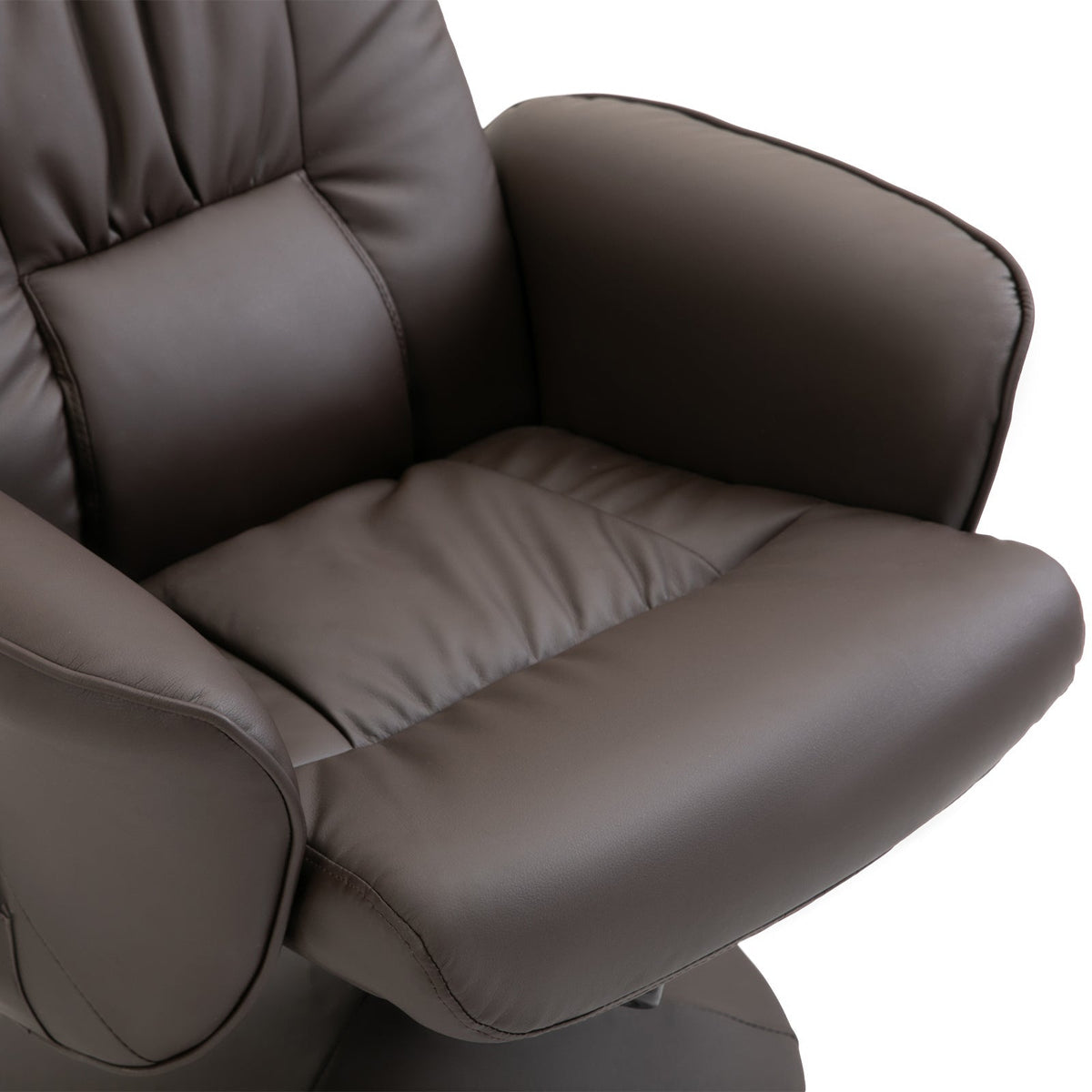 TV Armchair 2-piece Reclining 360° Swivel 10 Massage Points, Faux Leather Brown