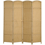 Room Divider, 4-Panel Foldable Privacy Screen, Natural