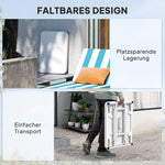 Side Table, Height Adjustable, Foldable, Outdoor Indoor, White Plastic