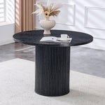 Round Dining Table 100cm 4-6 Seater Storage Base - Black MDF