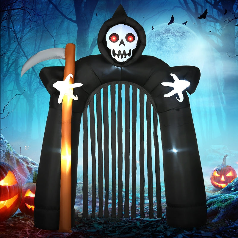 Grim Reaper Archway, Large Halloween Decoration, Self-Inflating LED Lighting